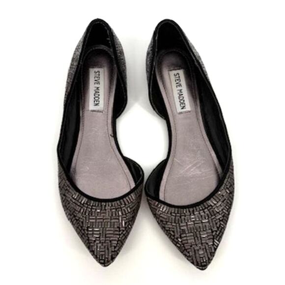 Steve Madden Black and Silver Flats with Textile Upper – Size 7.5 - Picture 3 of 6